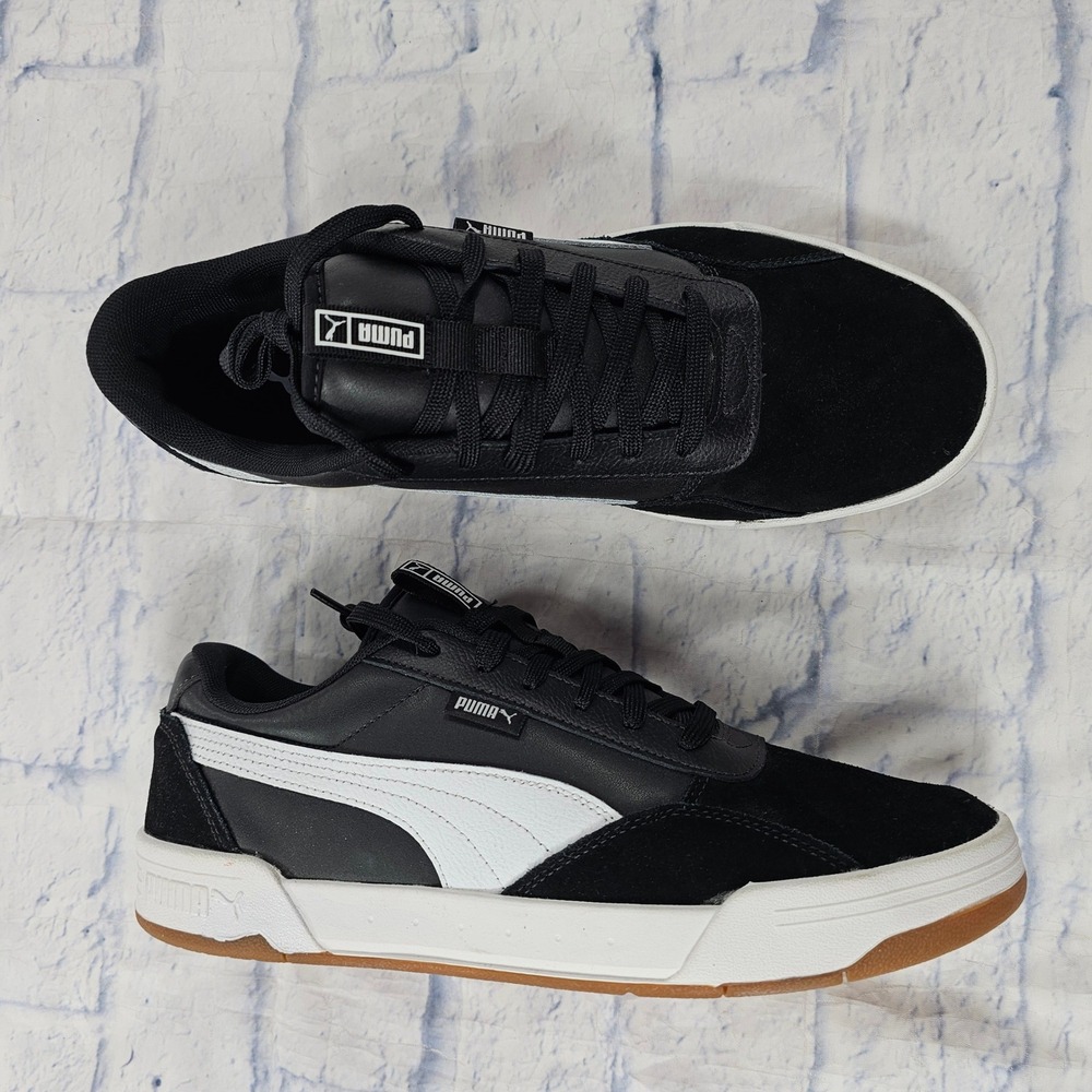 Puma C Skate Mix Sneakers Mens 11.5 Black White Gum Leather Suede Low Top Shoes